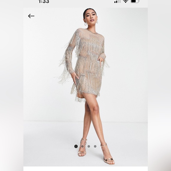 ASOS | Dresses | Asos Design Linear Embellished Shift Mini Dress With Beaded  Fringe 8 In Blush | Poshmark